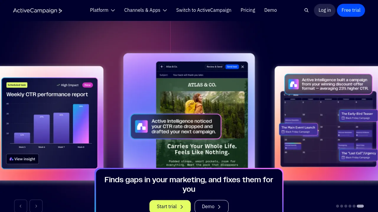 Screenshot of ActiveCampaign website