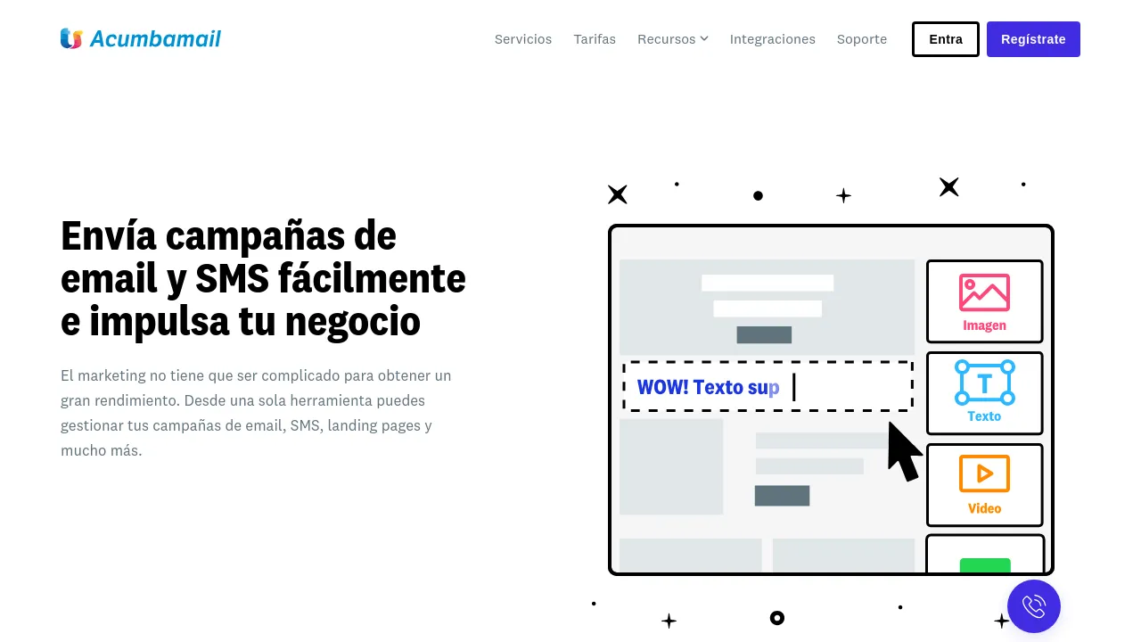 Screenshot of Acumbamail website