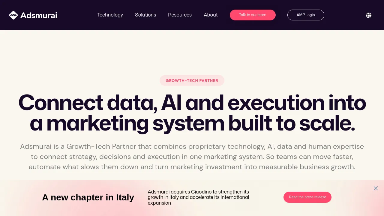 Screenshot of Adsmurai Marketing Platform website