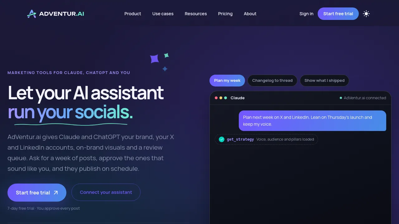 Screenshot of AdVentur.ai website