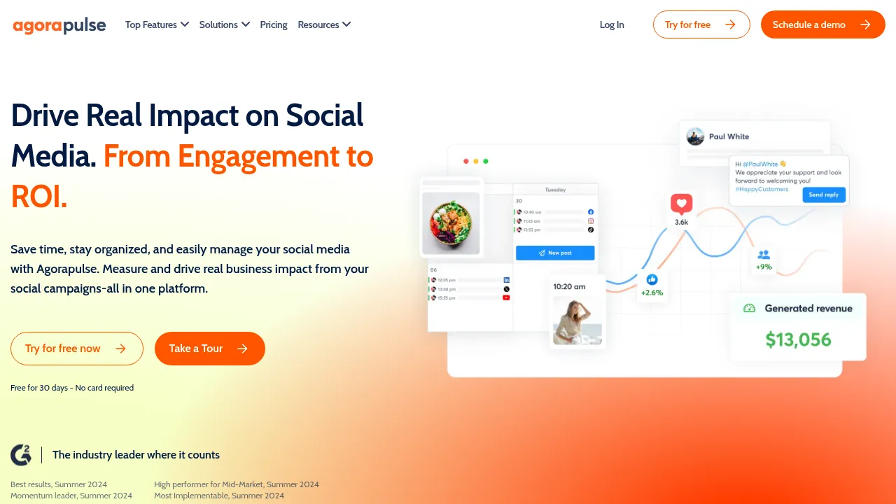 Screenshot of Agorapulse website