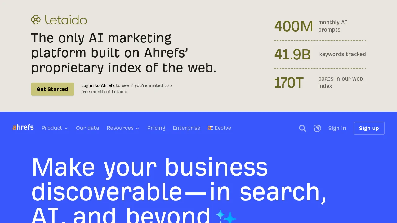 Screenshot of Ahrefs website