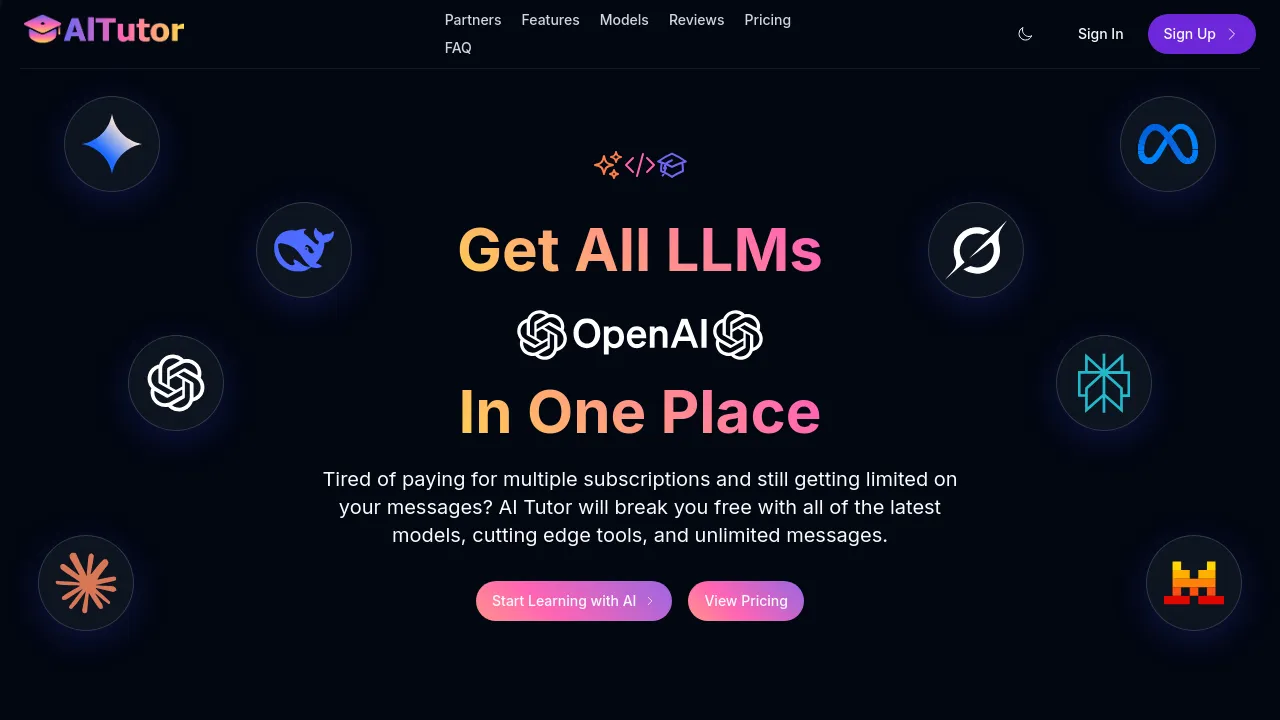 Screenshot of AI Tutor website