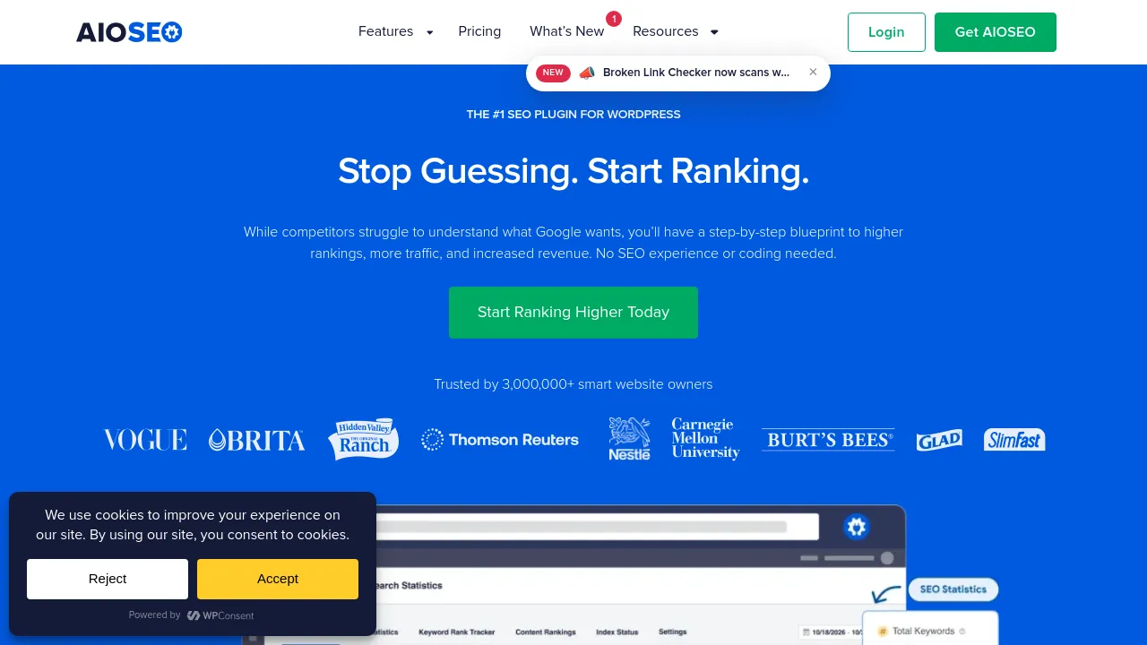 Screenshot of AIOSEO website