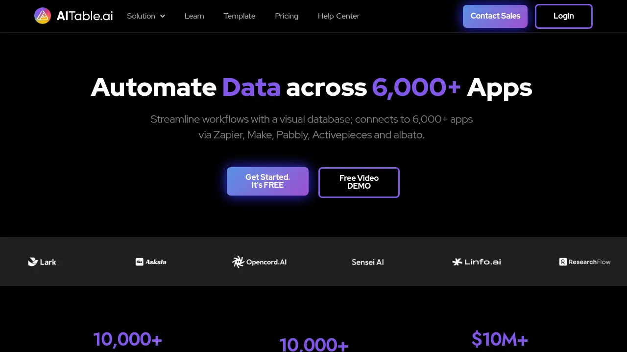 Screenshot of AITable.ai website