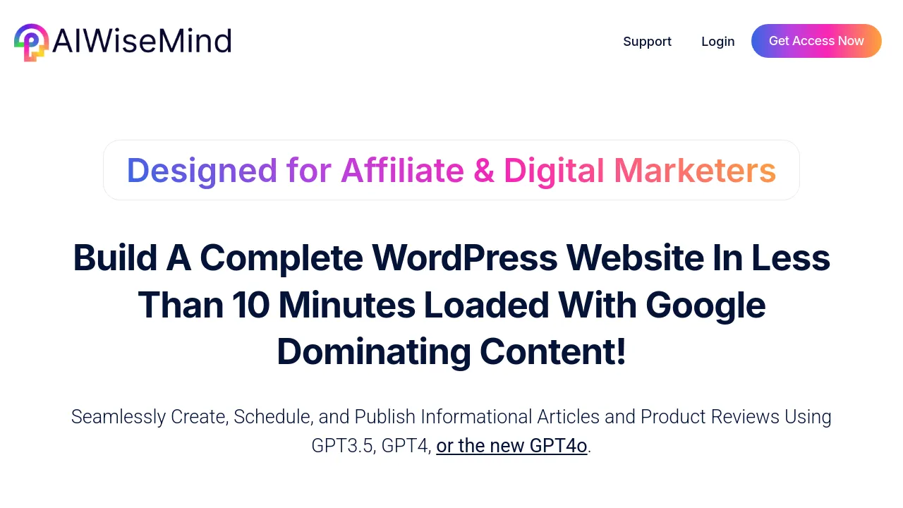 Screenshot of AIWiseMind website