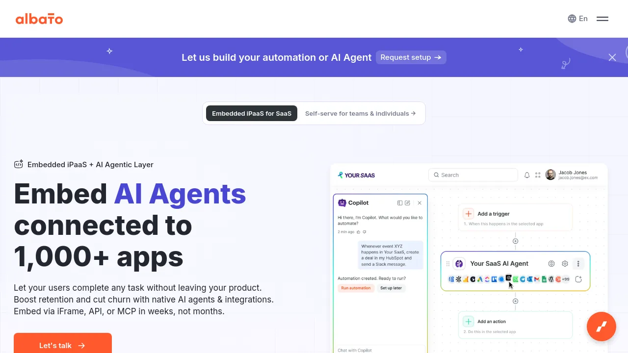 Screenshot of Albato website