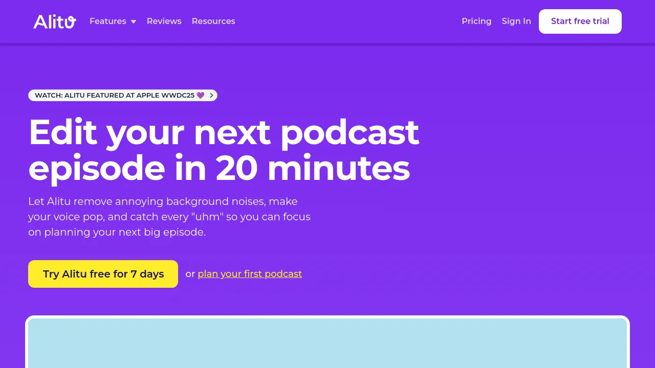 Screenshot of Alitu website