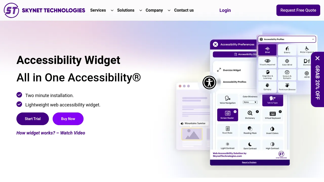 Screenshot of All in One Accessibility website