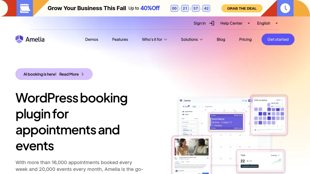 Screenshot of Amelia website