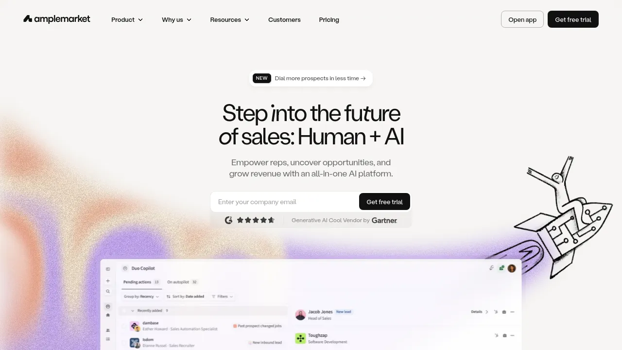 Screenshot of Amplemarket website
