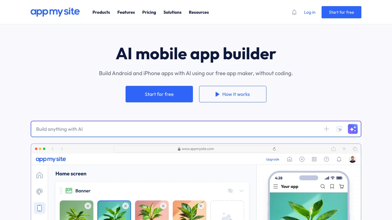 Screenshot of AppMySite website