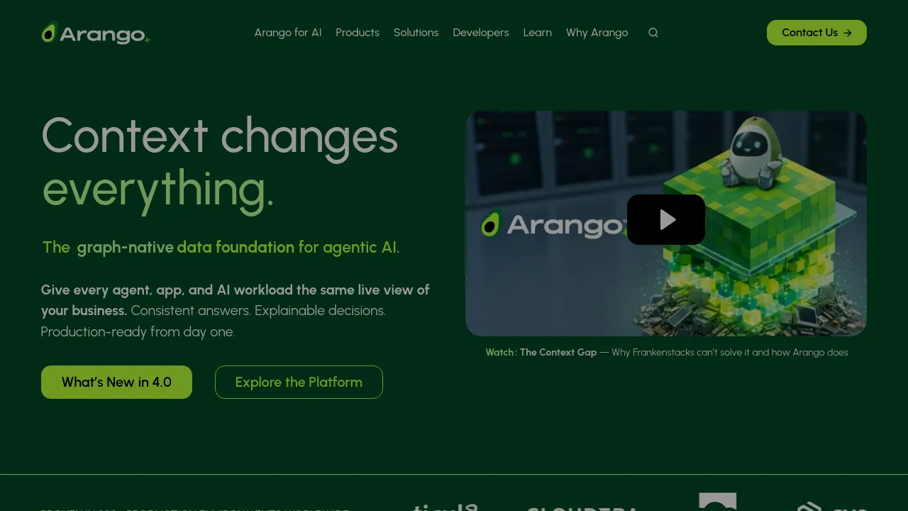 Screenshot of ArangoDB website