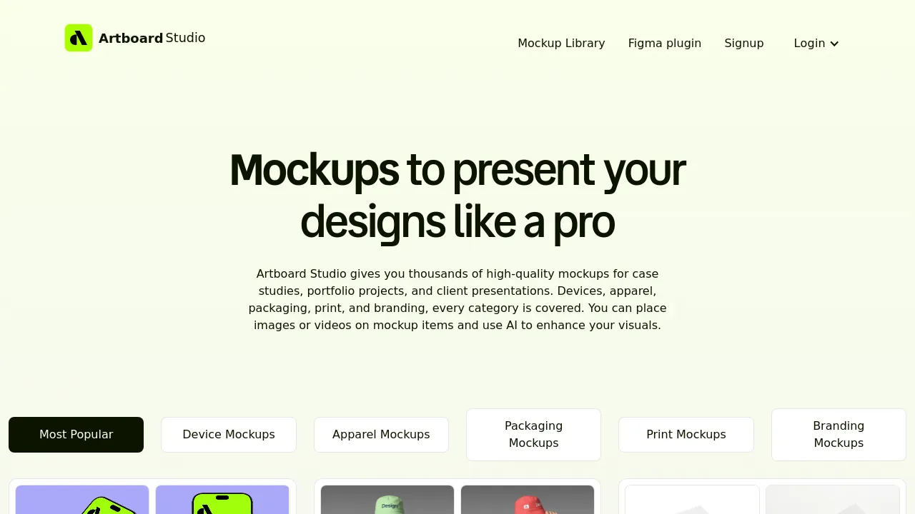 Screenshot of Artboard Studio website