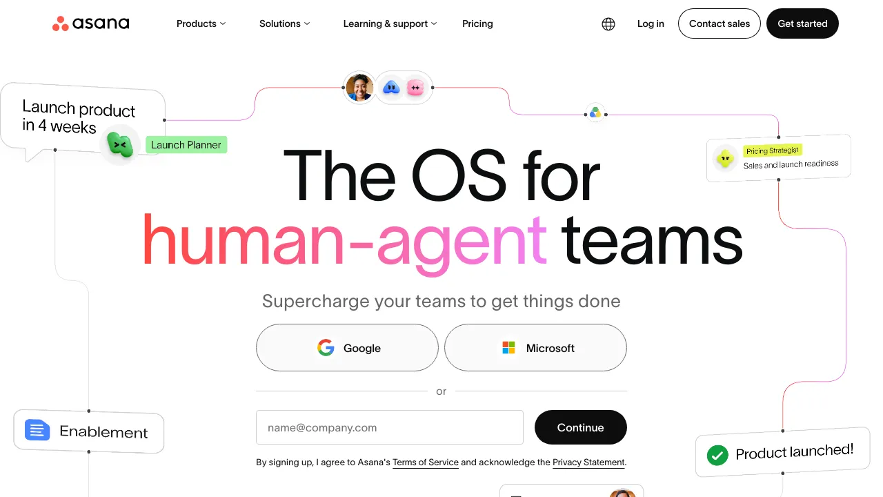 Screenshot of Asana website