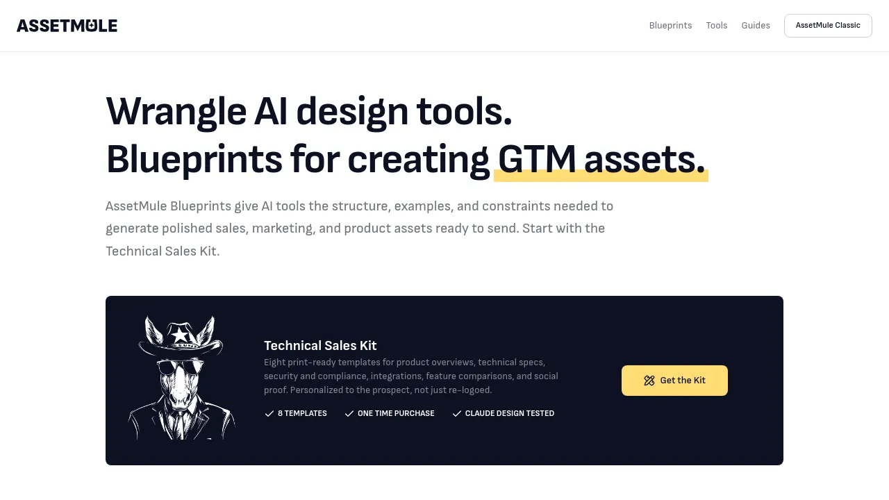 Screenshot of AssetMule website