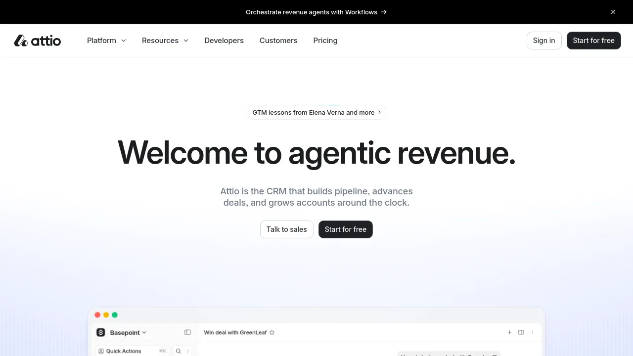Screenshot of Attio website
