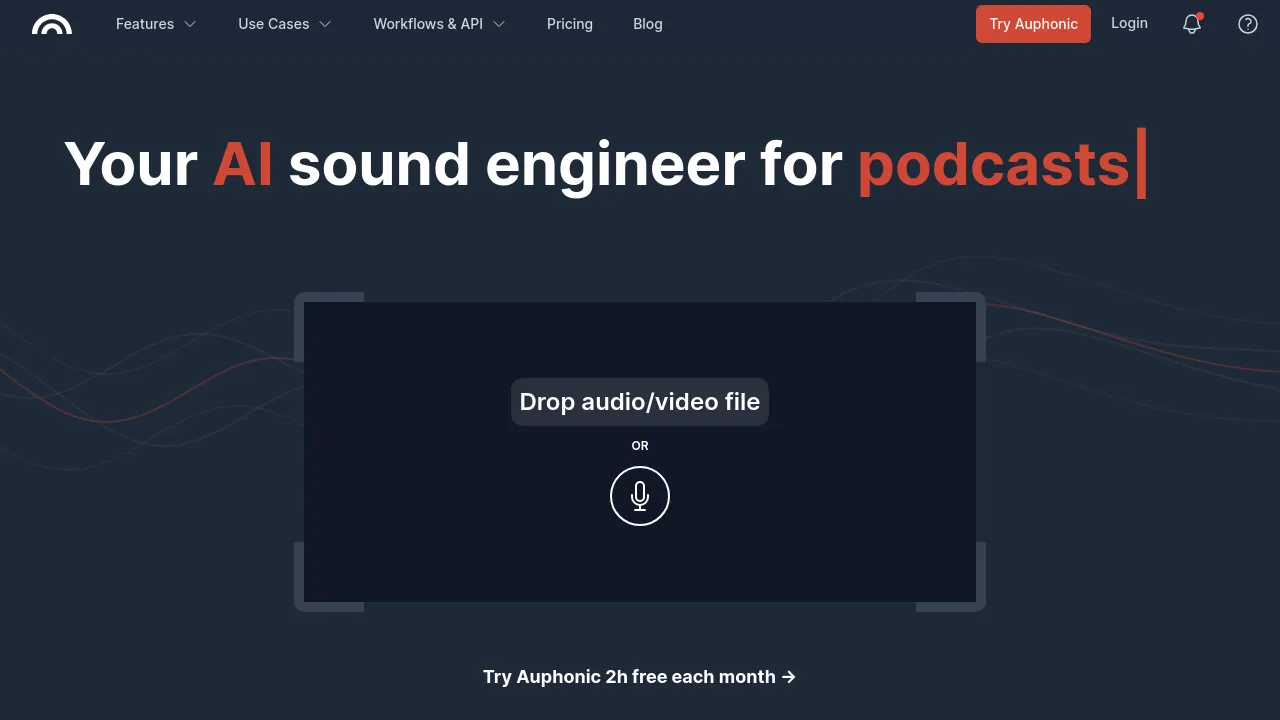 Screenshot of Auphonic website