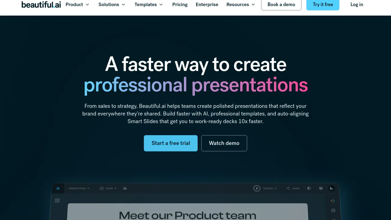 Screenshot of Beautiful.ai website