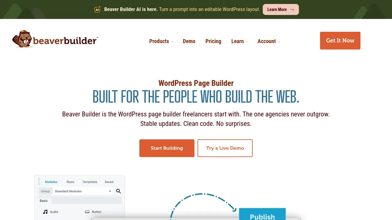 Screenshot of Beaver Builder website