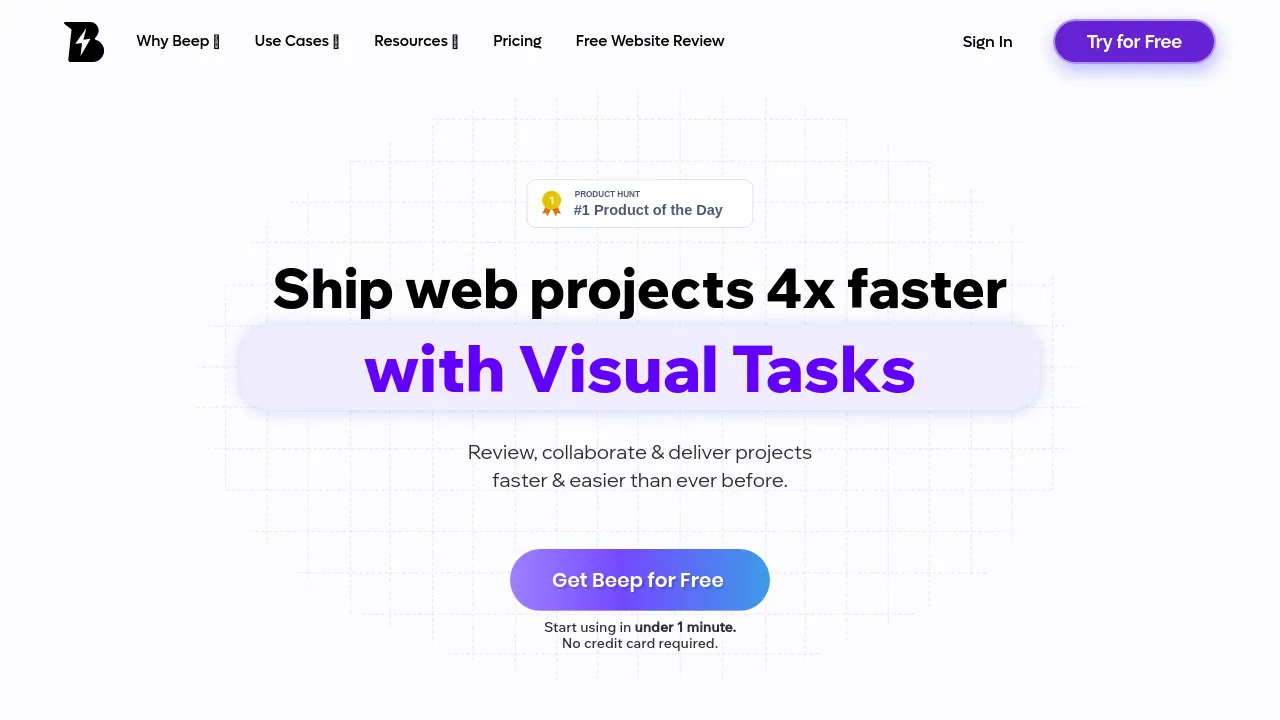 Screenshot of Beep website