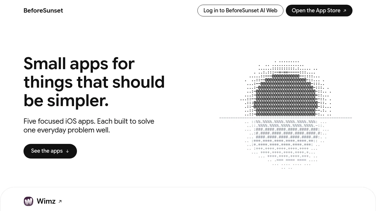 Screenshot of BeforeSunset AI website