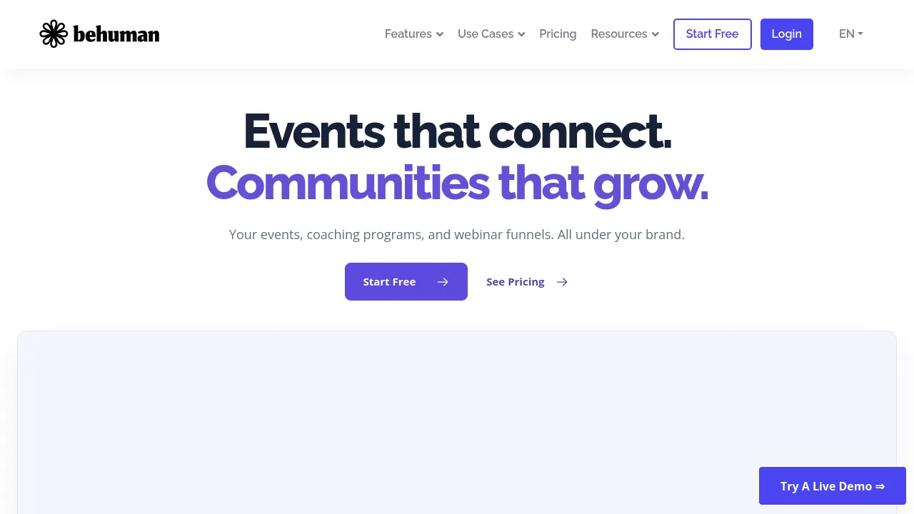 Screenshot of BeHuman.Online website