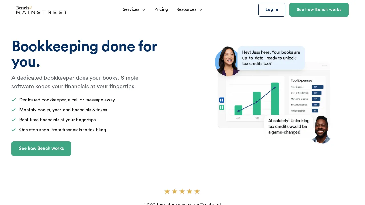 Screenshot of Bench website