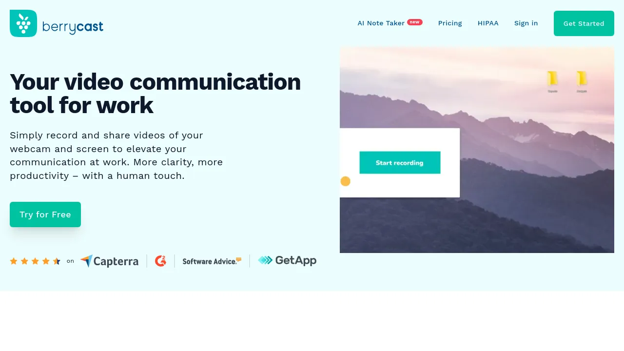 Screenshot of Berrycast website
