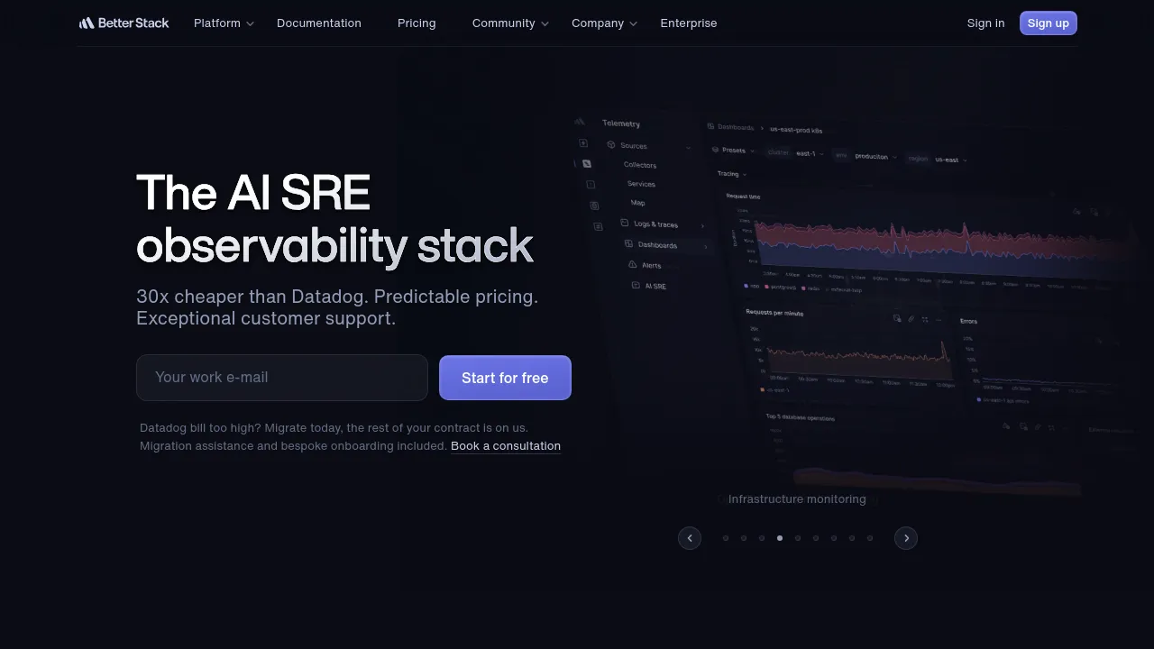 Screenshot of Better Stack website