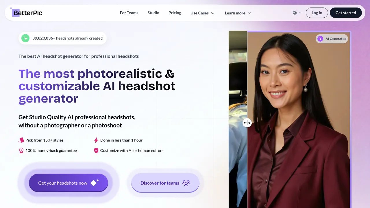 Screenshot of BetterPic website