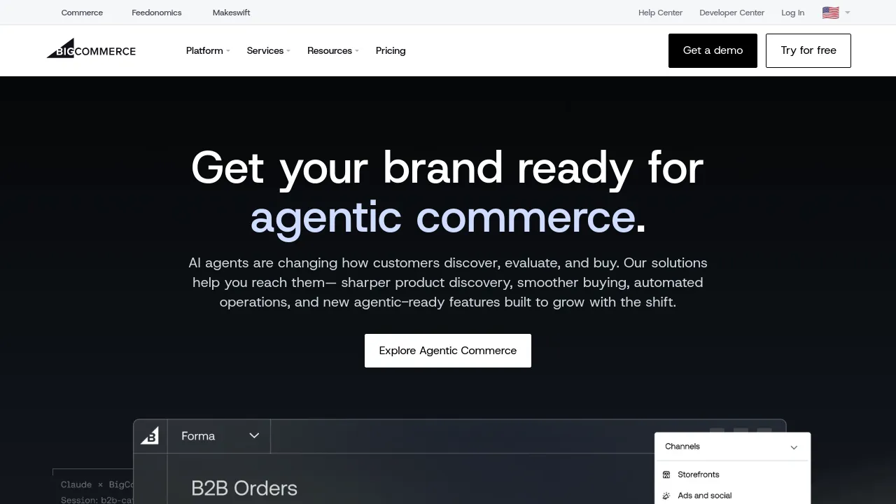 Screenshot of BigCommerce website
