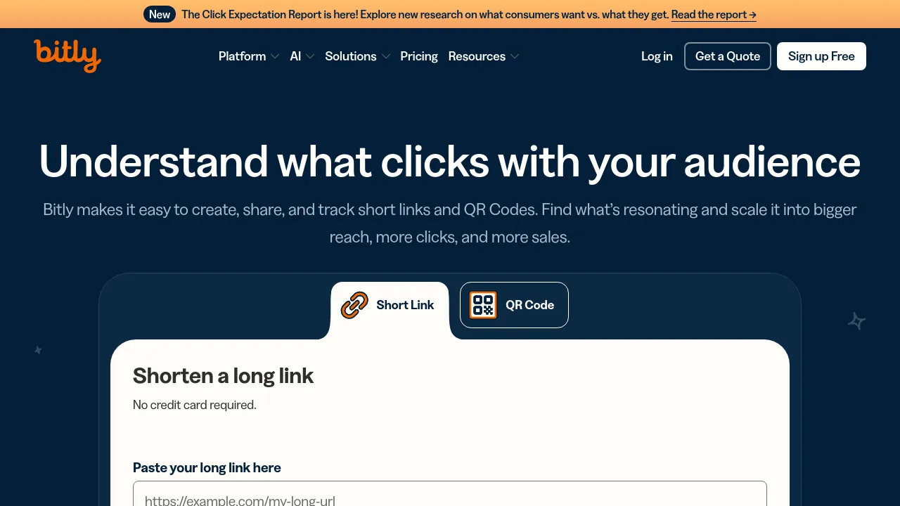 Screenshot of Bitly Connections Platform website