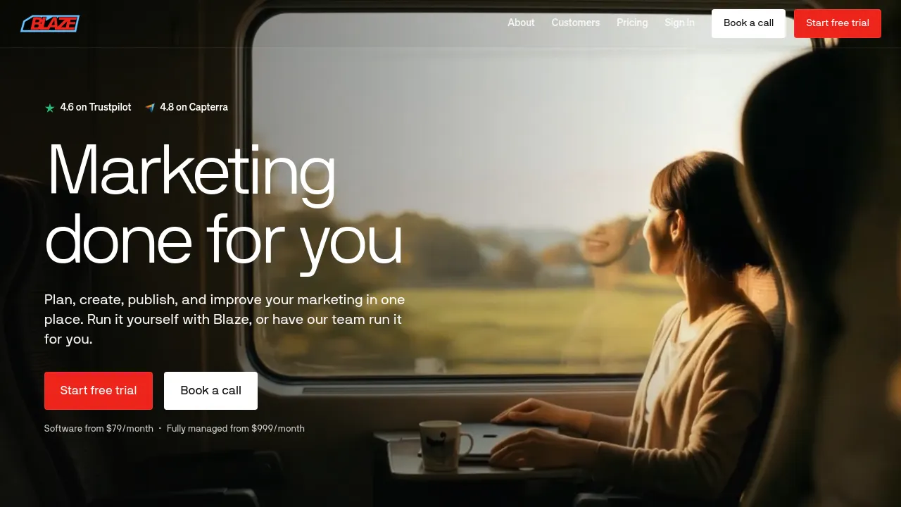 Screenshot of Blaze website
