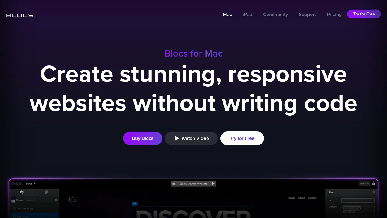 Screenshot of Blocs website