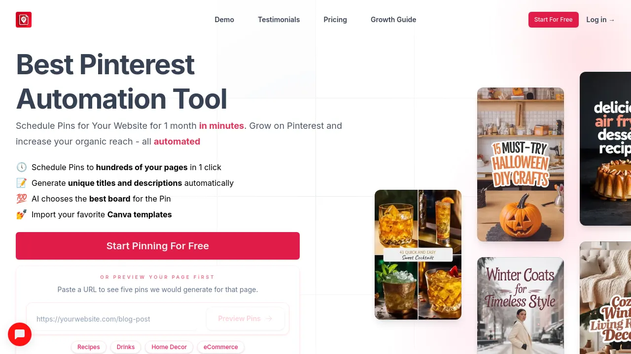 Screenshot of BlogToPin website