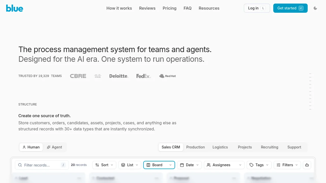 Screenshot of Blue website