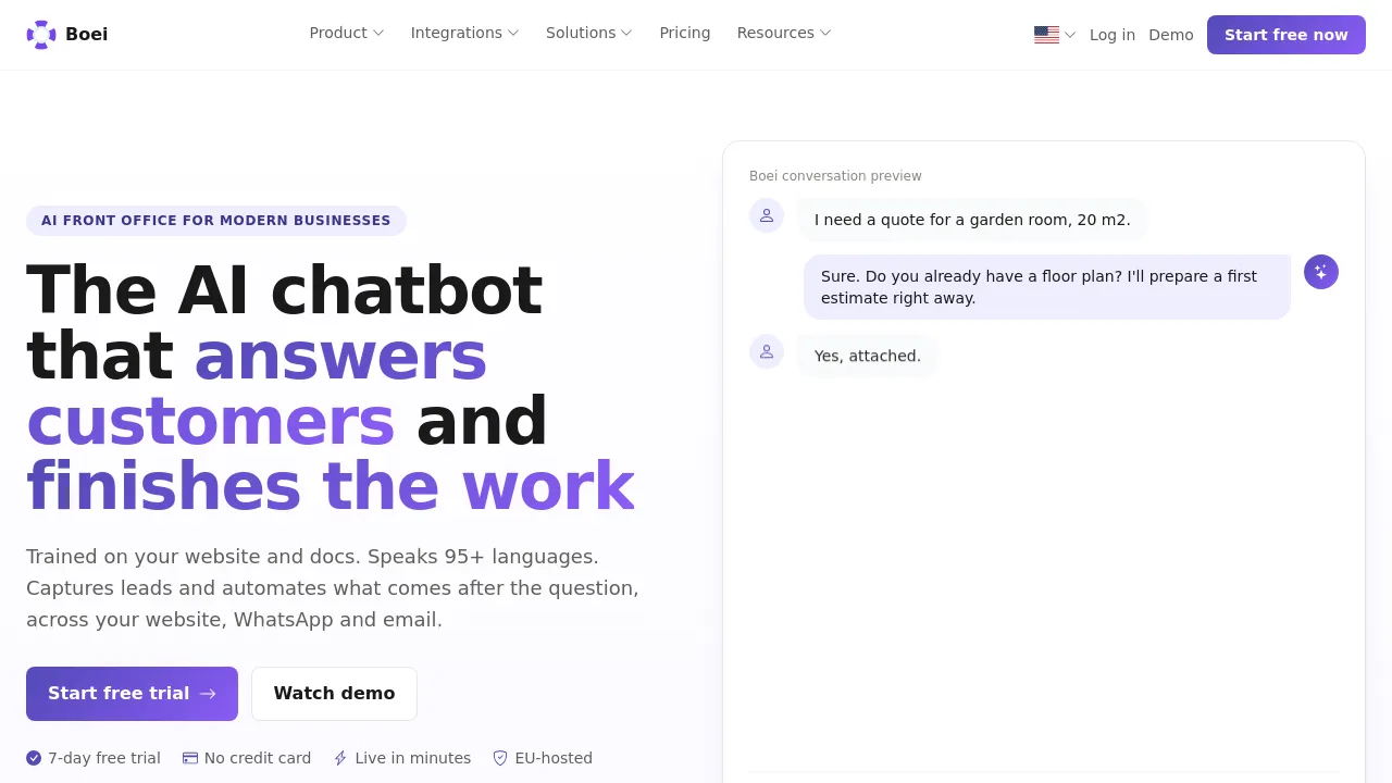 Screenshot of Boei website