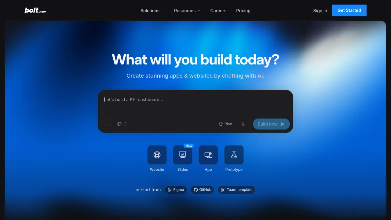Screenshot of Bolt website