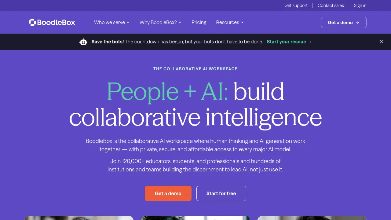 Screenshot of BoodleBox website