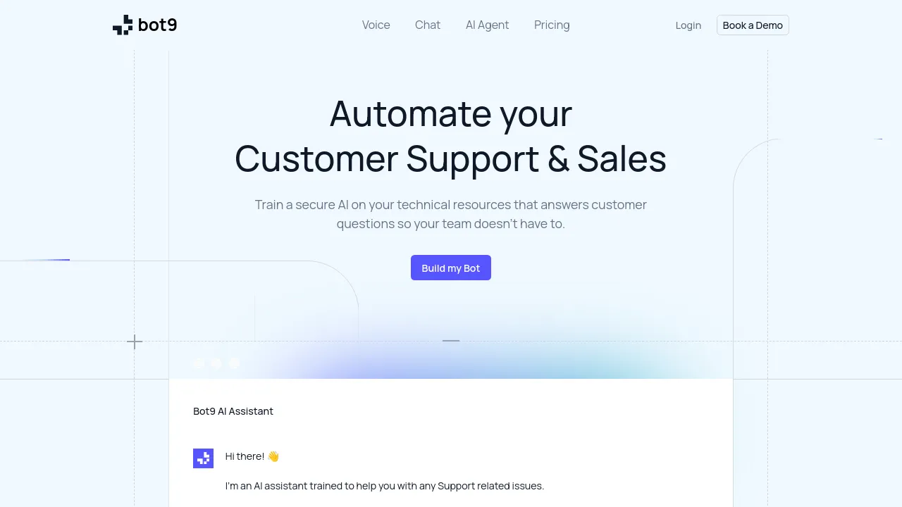 Screenshot of Bot9 website