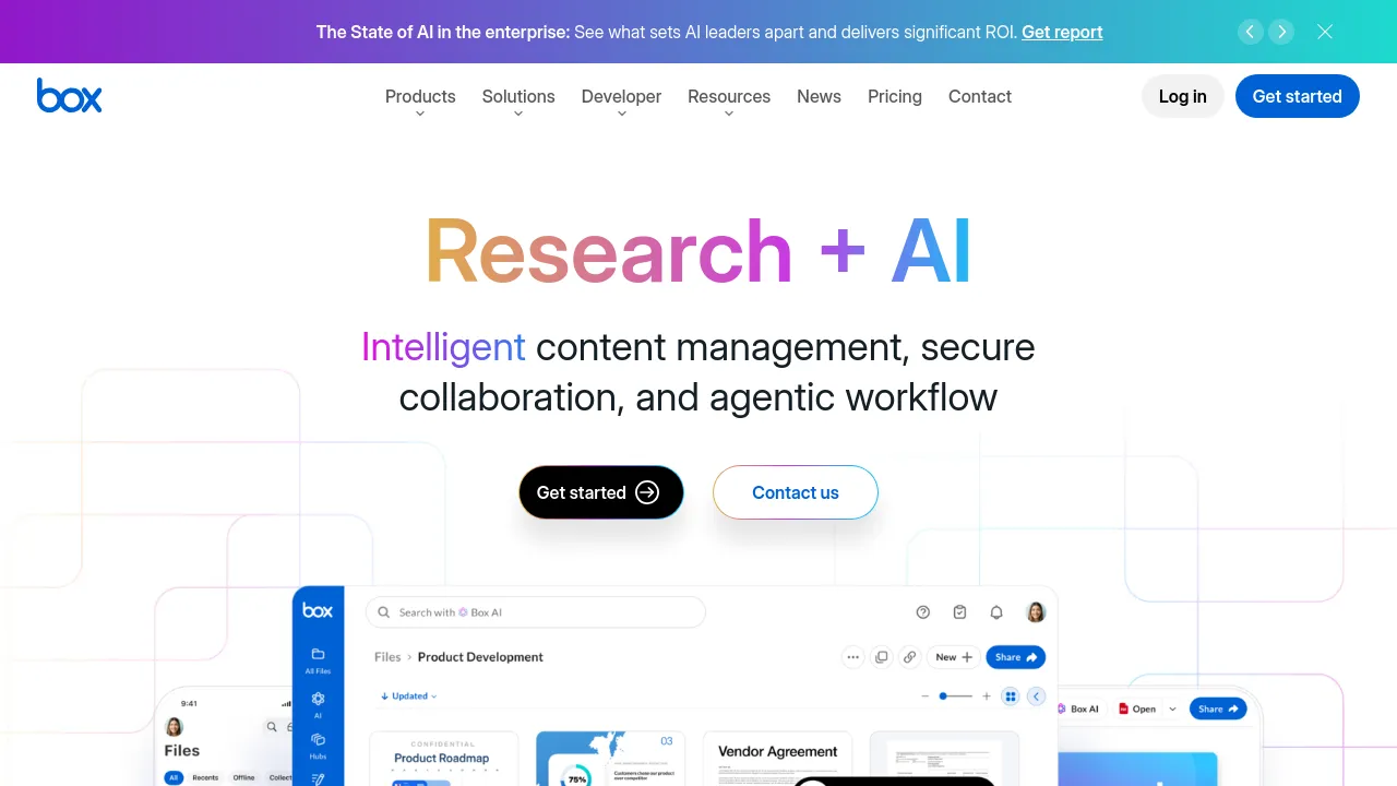 Screenshot of the Box website