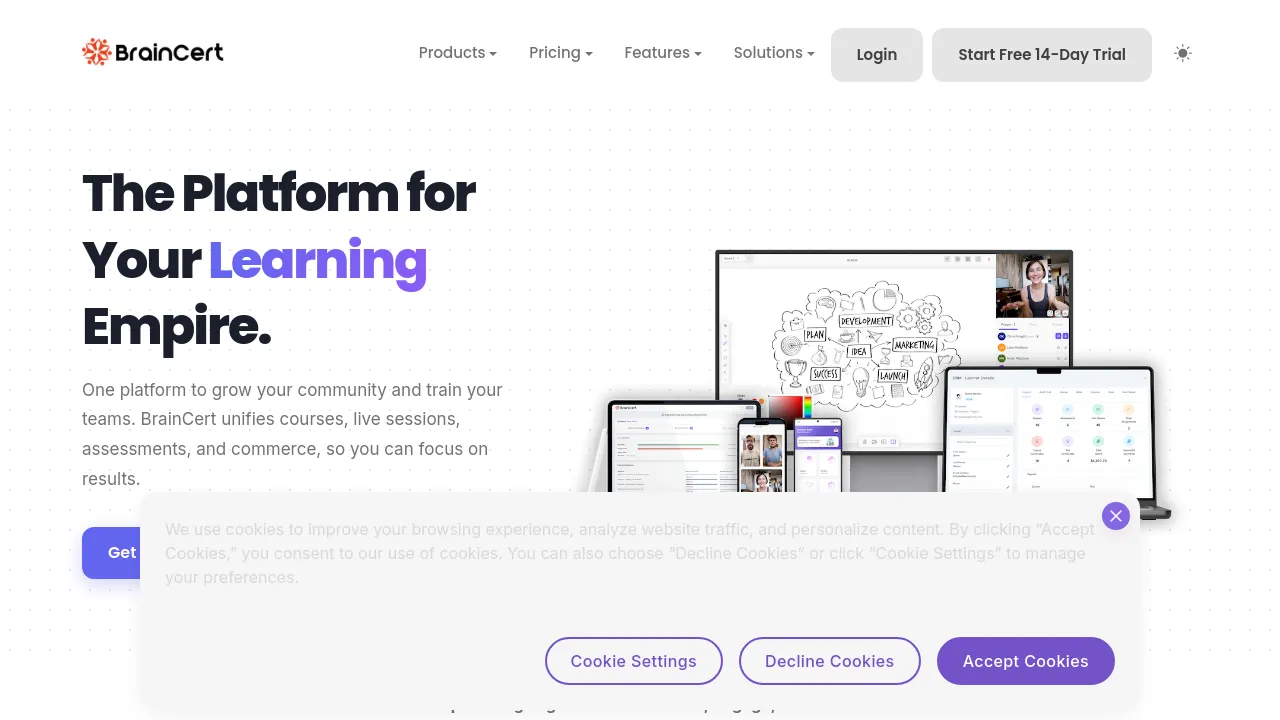 Screenshot of BrainCert website