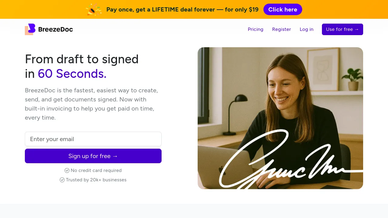 Screenshot of the BreezeDoc website