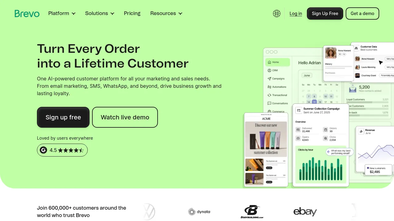 Screenshot of Brevo website