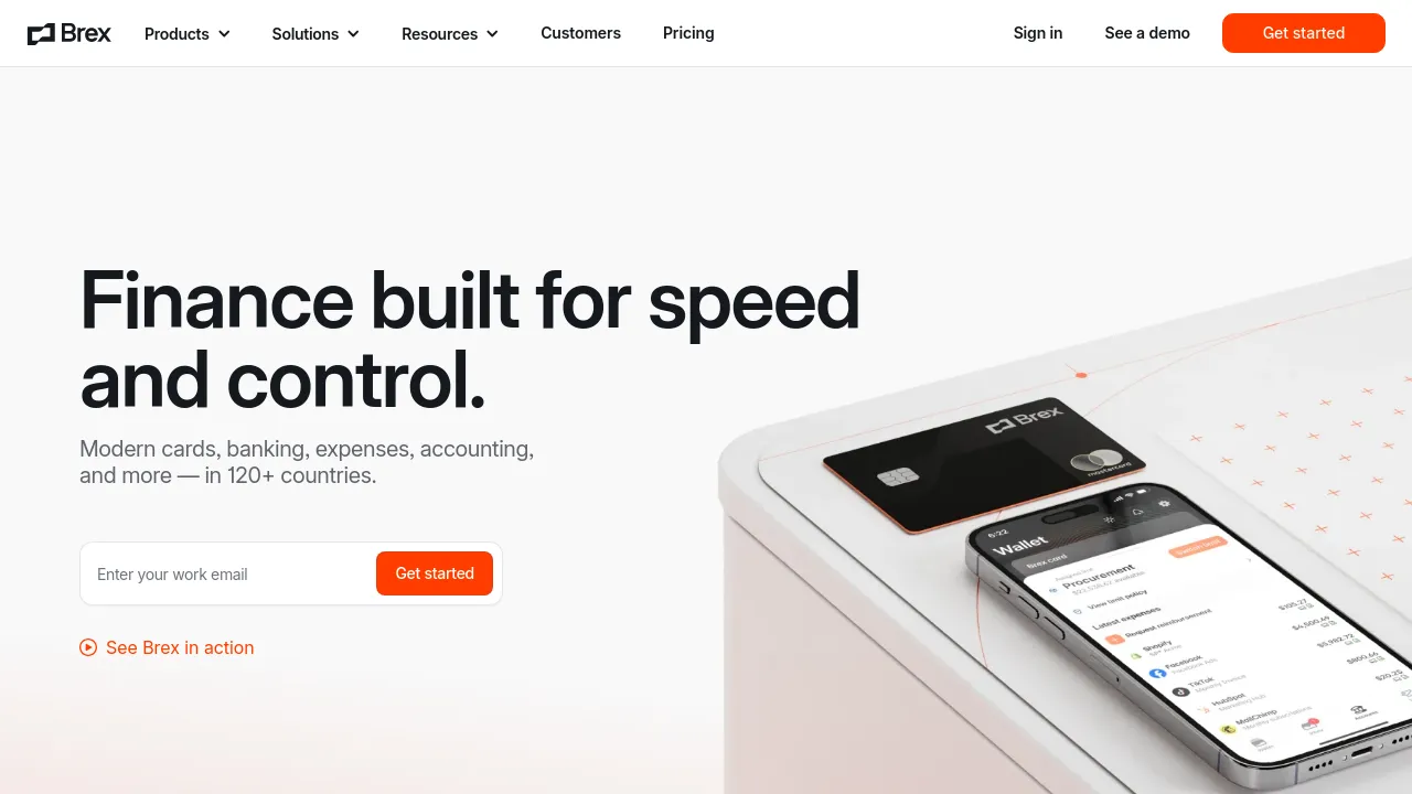 Screenshot of the Brex website
