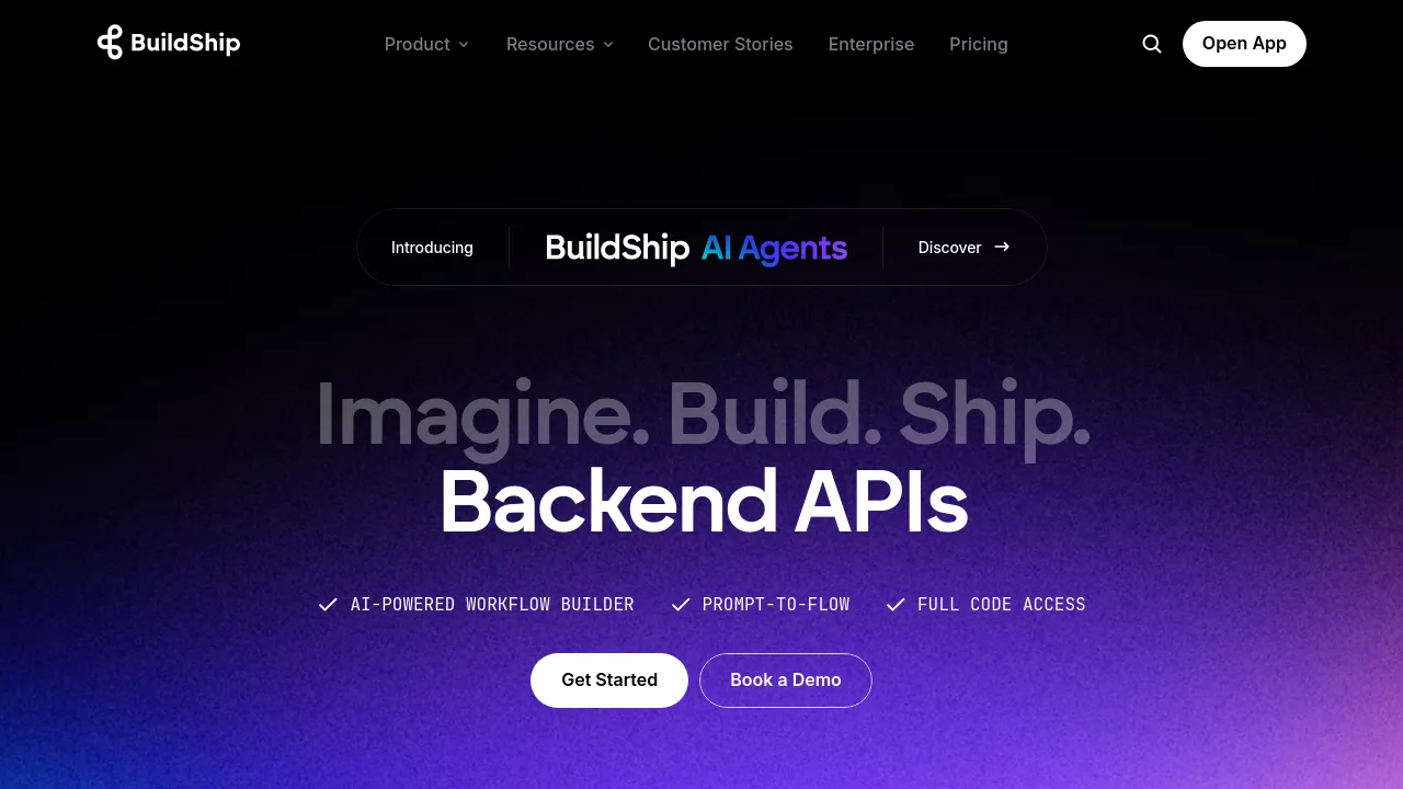 Screenshot of BuildShip website