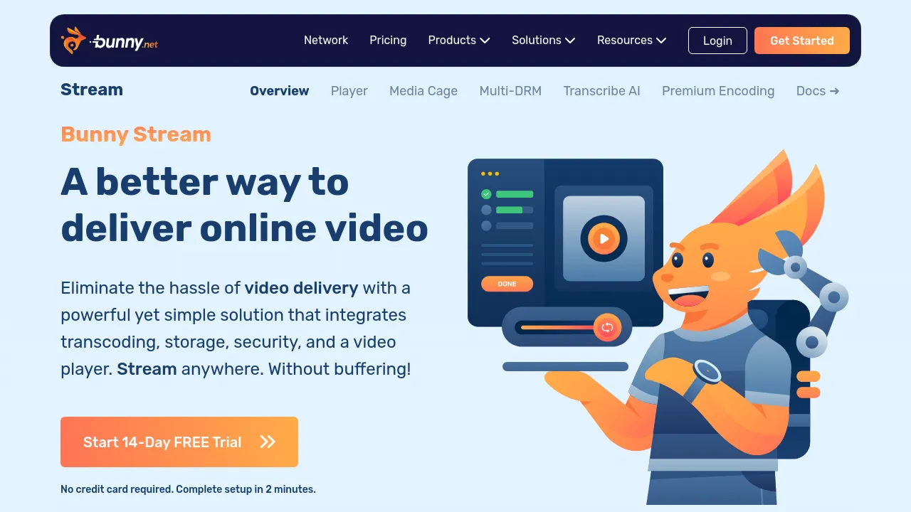 Screenshot of Bunny Stream website