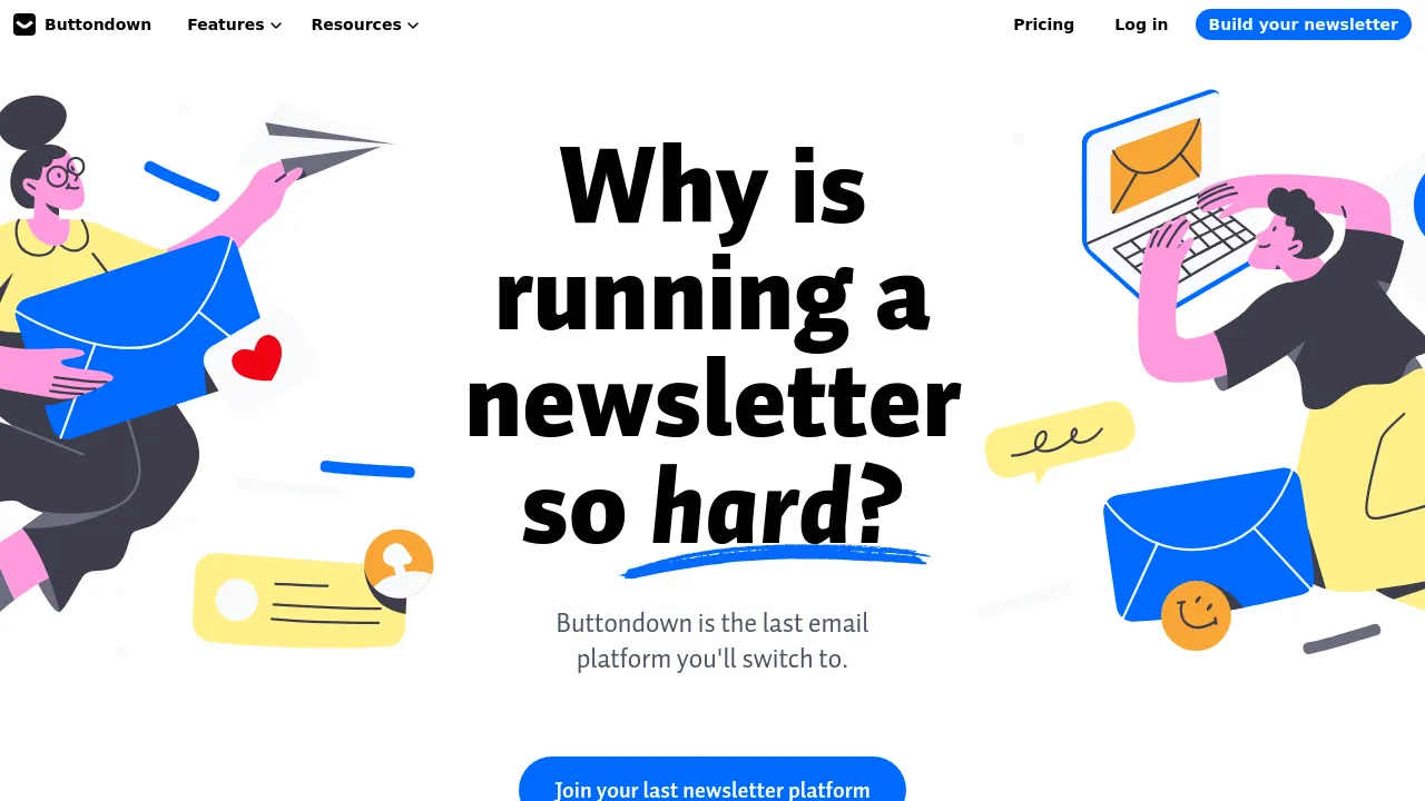 Screenshot of Buttondown website