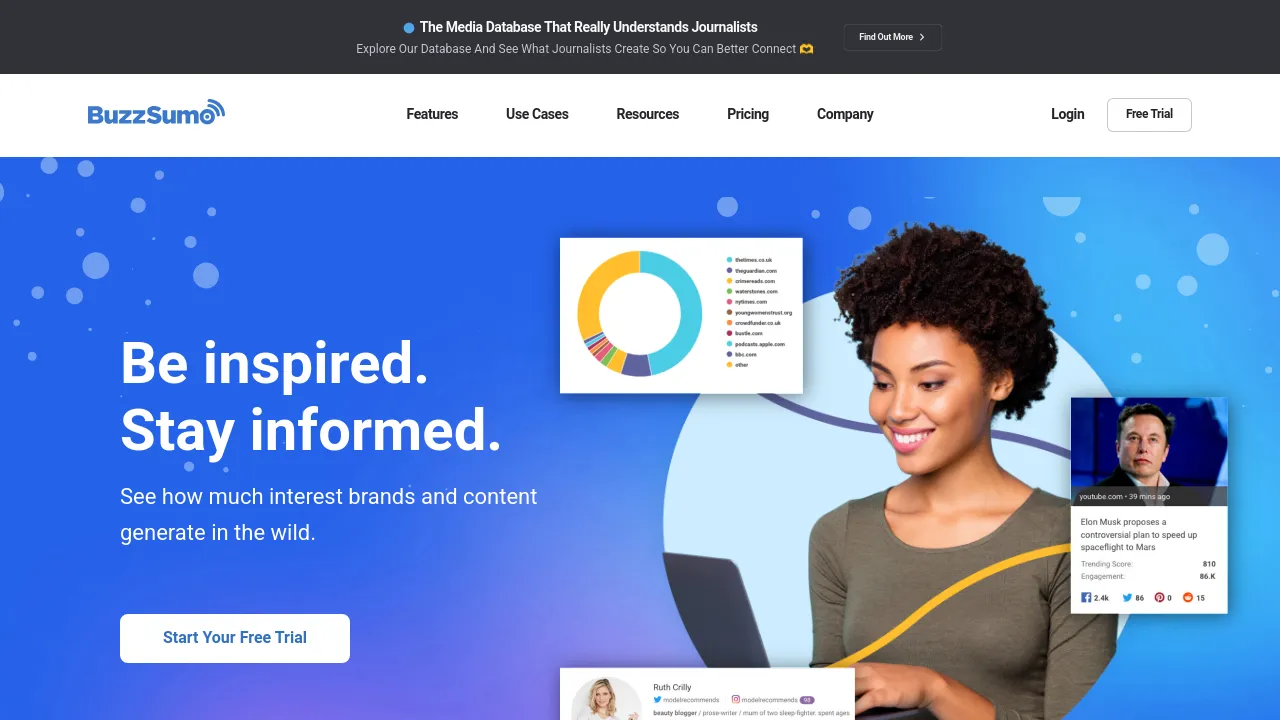 Screenshot of BuzzSumo website